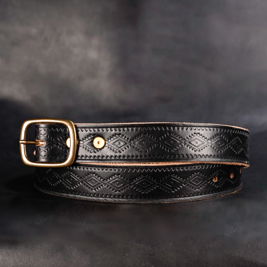 Vintage Leather Belt - Black with Brown Wash – ISHAOR