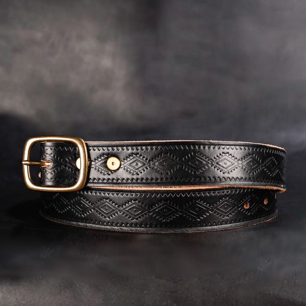 Vintage black leather sales belt