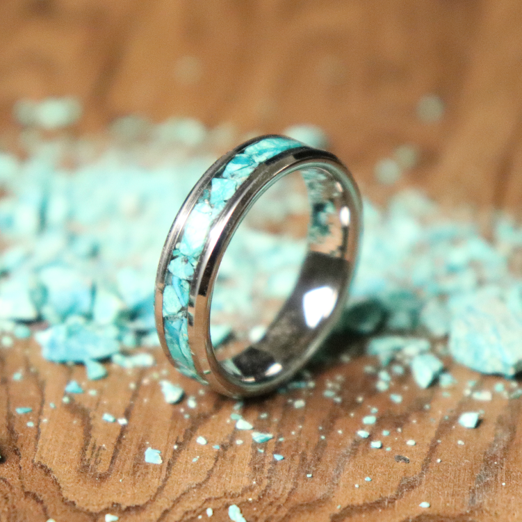 Turqoise Inlay Rings Crushed Turquoise Inlay Ring – Rose Anvil