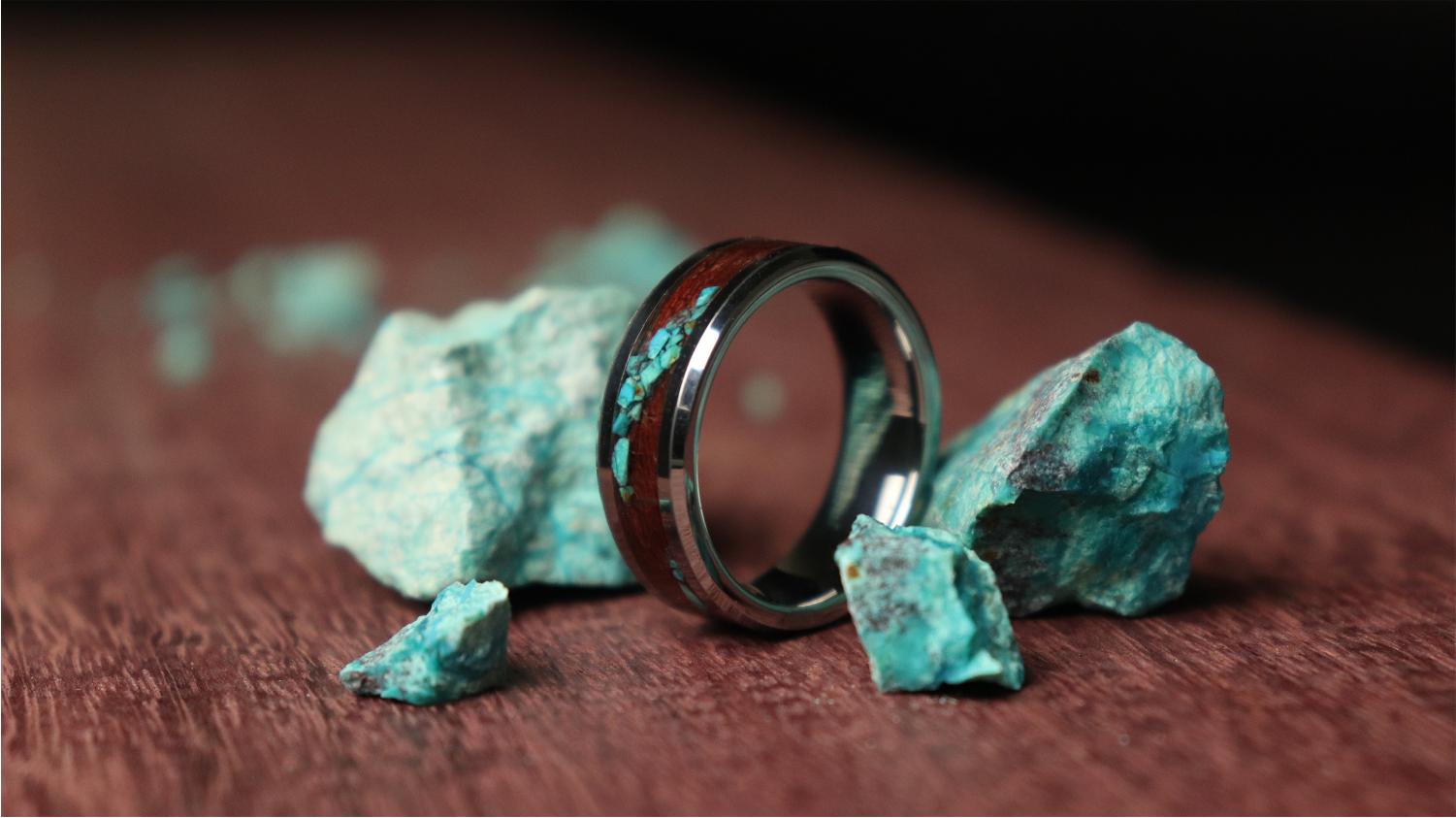 Purple Heart and Scattered Turquoise Ring
