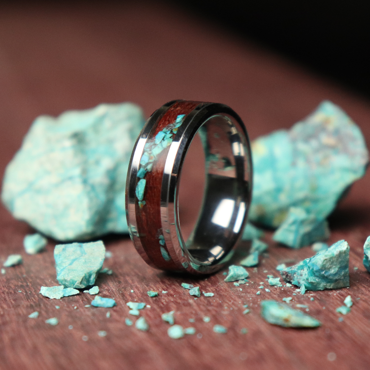 Purple Heart and Scattered Turquoise Ring