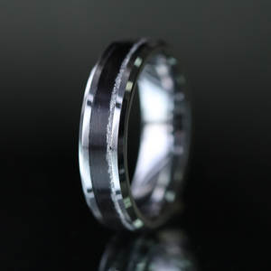 Fumed Oak and Silver Inlay Ring
