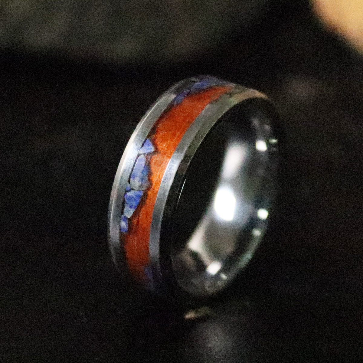 Padauk and Lapis Lazuli Inlay Ring