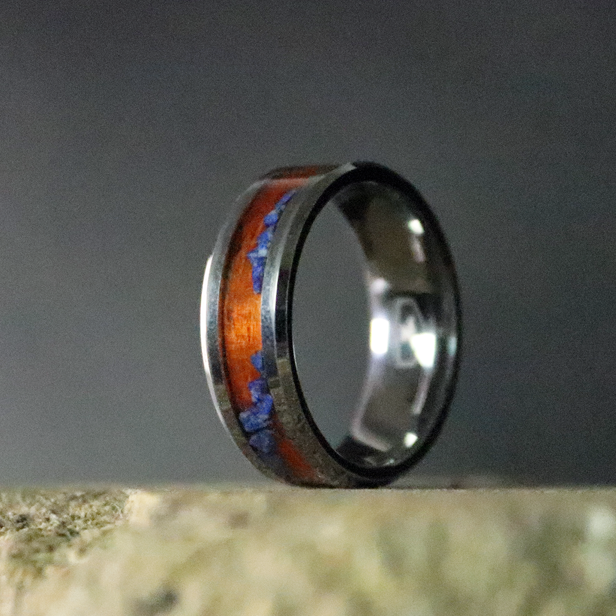 Padauk and Lapis Lazuli Inlay Ring
