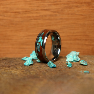 Redwood and turquoise ring